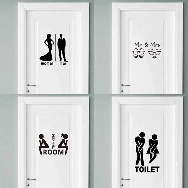 kloof passage toevoegen aan Removable Home Decor Sticker Waterproof Black Wall Decals for Cute Man  Woman Washroom Toilet WC Sticker Family DIY Decor Art Decal | Wish