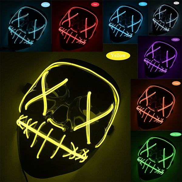 2019 Halloween Costume LED Light Mask Up Funny Mask from The Purge ...