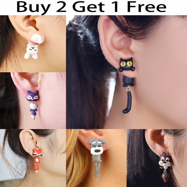 New 100% Handmade Polymer Clay Animal Earrings Cute Cat Red Fox Lovely Panda Squirrel Tiger Stud Earrings For Women Jewelry | Wish New 100% Handmade Polymer Clay Animal Earrings Cute Cat Red Fox Lovely Panda Squirrel Tiger Stud Earrings For Women Jewelry | Wish