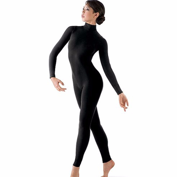 High Neck Lycra Unitard Skin Tight Full Bodysuit Leotard Ankle Length  Zipper Women Unitard Long Sleeve Spandex Unitard Bodysuit