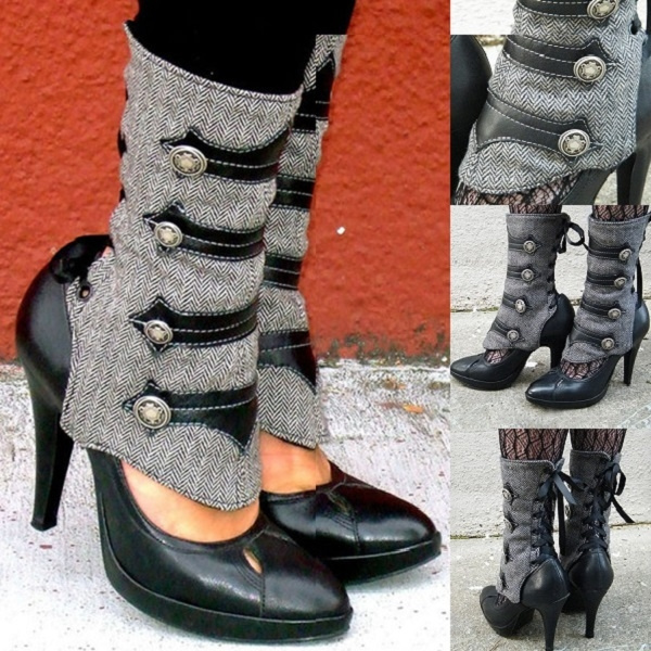 Steampunk Victorian Women's Spats Military Leather Gaiters Applique and  Herringbone Buttons Spats Stylish Leg Armor Boot Covers Winter Warm  Accessories