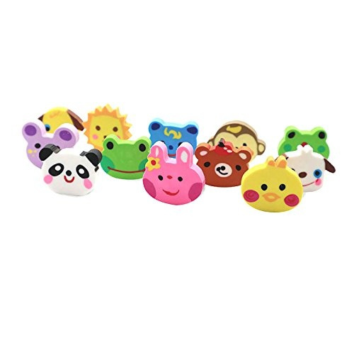 Assorted Pack of 7 Animal Erasers by TRIXES Cute Collectibles 