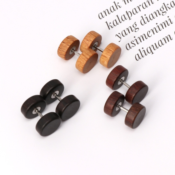 JewelryWe Jewelry 10mm Mens Ladies Wooden Stud JewelryWe Jewelry 10mm Mens Ladies Wooden Stud