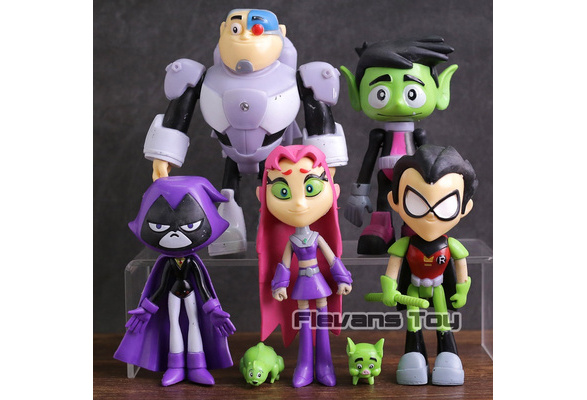 6Pc Deluxe Teen Titans Go mini Action Figures Robin Raven Silkie Starfire Toy US 