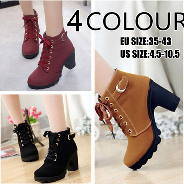 New arrival nueva otoño invierno mujer botas con cordones sólidos calidad  PU piel de moda Martin botines | Wish
