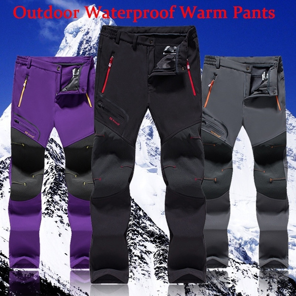 Women's Winter Outdoor Waterproof Hiking Trousers Camping Climbing Fishing  Skiing Trekking Softshell Fleece Warm Pants