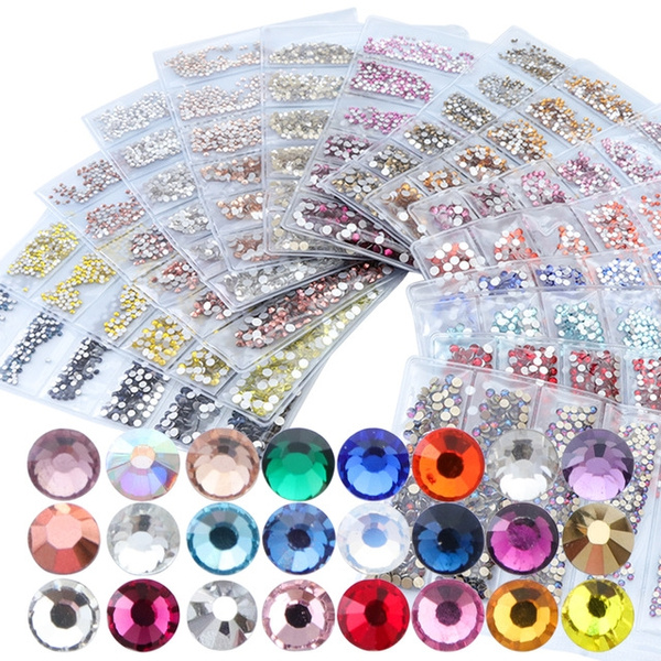 1680pcs/Bag 14 Colors SS4-SS16 Nail Art Rhinestones Crystal Glass Mix Sizes Rhinestone  for Nails 3D Nail Art Decoration Gems