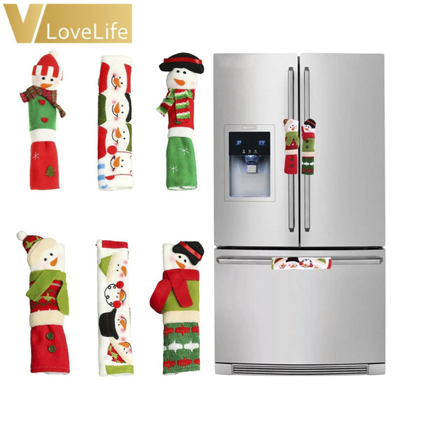 Christmas Refrigerator Door Handle Covers Kitchen Appliances Gloves Protector 