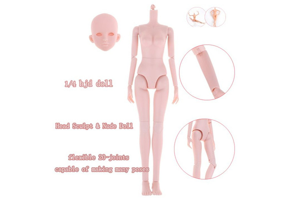 Doll Head Sculpt & Nude Female Ball-Jointed Doll Body Parts for 1/4 Bjd 