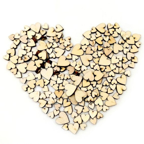 100pcs Rustic Wooden Love Heart Wedding Table Scatter Decoration Wood Crafts Hot 