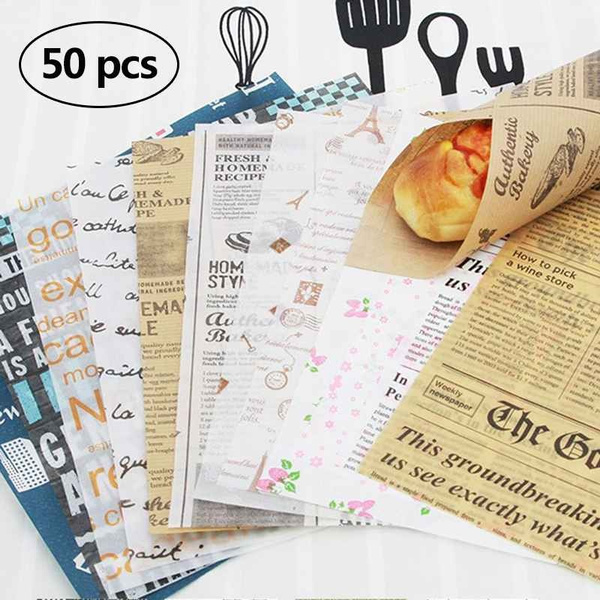 50x Oil-proof paper Food Baskets Liner for BBQ Sandwich Fast Food Wrap 25x10cm~. 