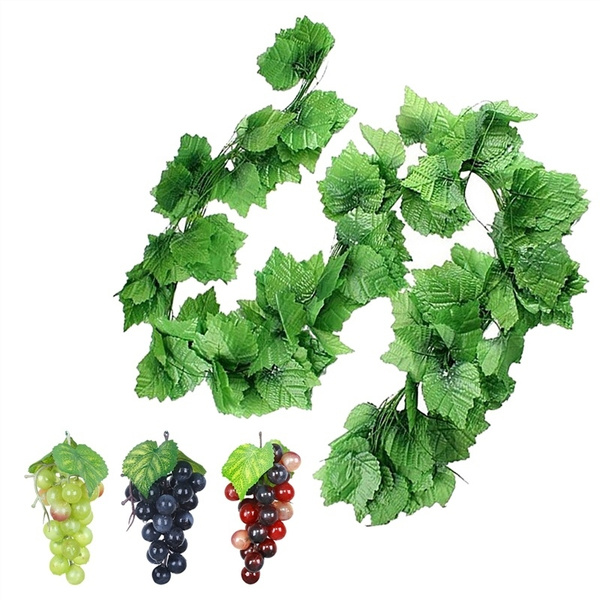 12 Strings Artificial Vines Decorative Hanging Grape Leaves Fake