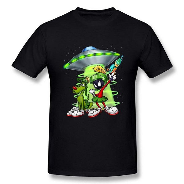 Marvin The Martian Cotton Shirt Summer Style Cool Short Graphic Aich Men S The Ufo Black T Shirt