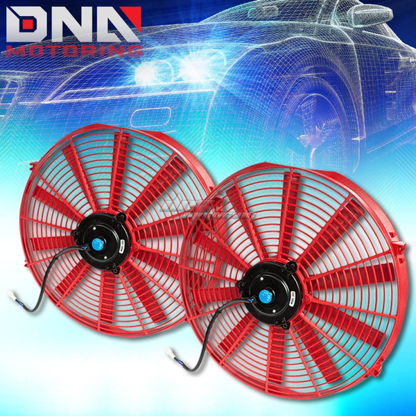 Pack of 2 16 Inch High Performance Red Electric Radiator Cooling Fan Kit 
