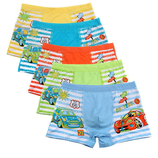 3-10 Year Old Random 5colors Boys Trendy Automobile Print Cartoon Cotton  Underwear Boxer Underpants