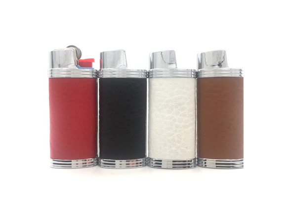 Lucklybestseller Metal Leather Lighter Case Cover Holder for Bic Mini  Lighter J5 (Brown)