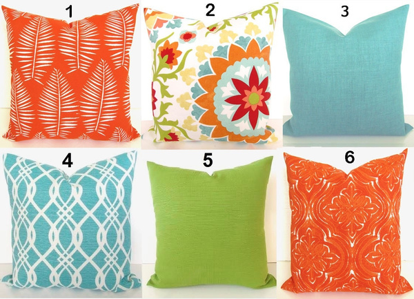 Orange and clearance teal outdoor pillows