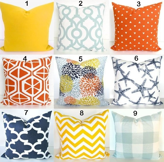 Yellow orange throw discount pillows