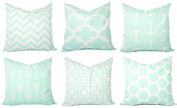 mint throw pillows