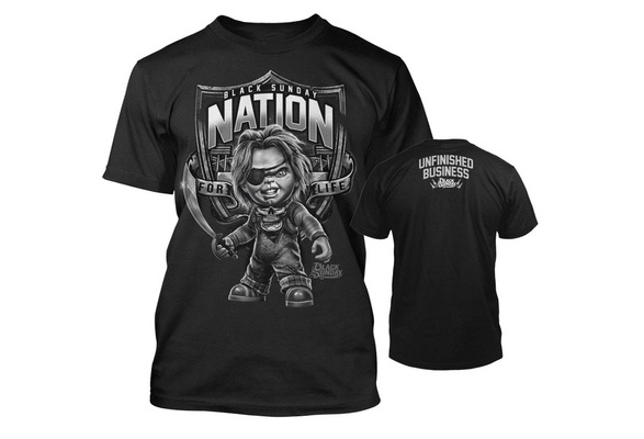 new black sunday chucky raiders nation silver men's t-shirt （s-5xl）