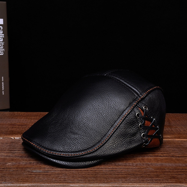 Genuine Leather Duckbill Casquette Hat 