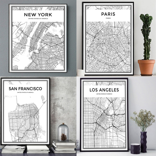 Fashion World City Map Abstract Poster Nordic Art Prints Canvas ...