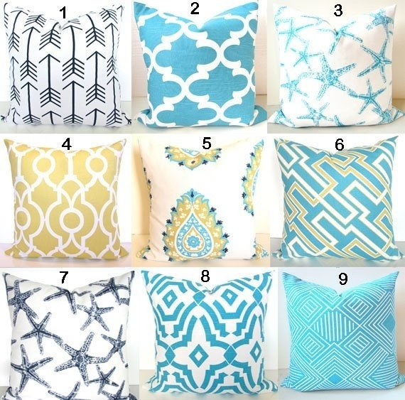 Aqua and gold throw pillows hot sale