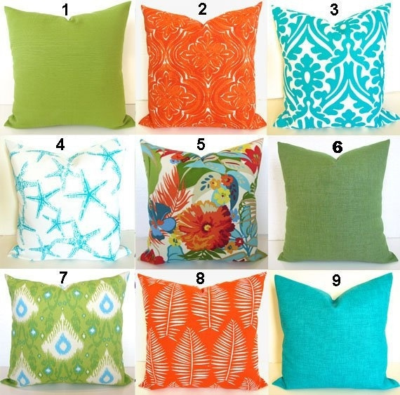 Outdoor pillows blue online and green