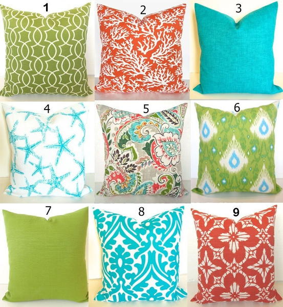 Coral Outdoor Pillows Turquoise Blue Outdoor Pillow Covers Green