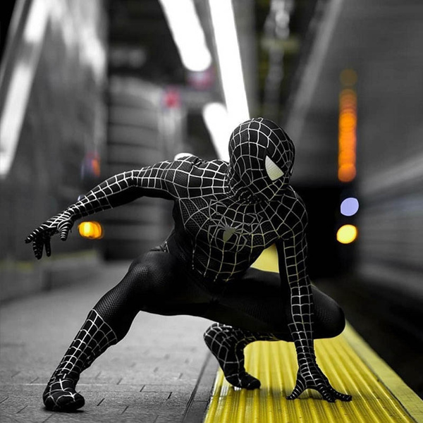 Black Spider-Man Costume 3D Print Lycra Spandex Bodysuit