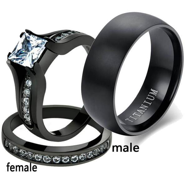 Mens Engagement Rings Black Titanium