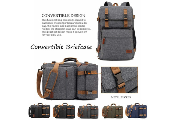 CoolBELL Convertible Backpack Messenger Bag Shoulder Bag Laptop Case Handbag Business Briefcase Multi-Functional Travel Rucksack Fits 15.6 Inch Laptop for Men/Women Cancas Dark Grey