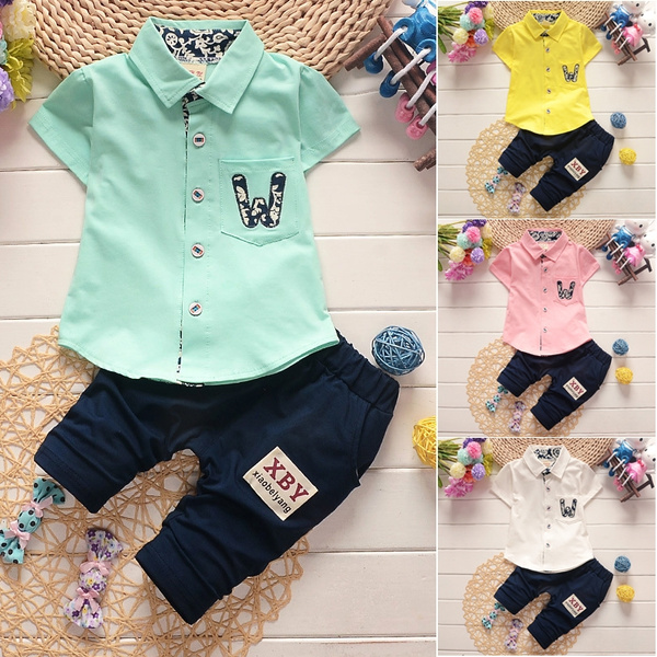  Baby Toddler Boys Outfit Summer Short Sleeve Top