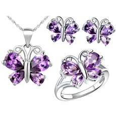 butterfly, cute, Stud Earring, crystaljewelryset
