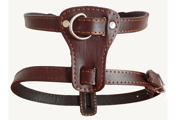 New Quality Black/Brown Leather Pulling Dog Harness Bully Husky Pit bull Boxer 