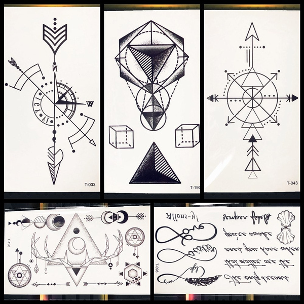 Geometry Temporary Tattoo Guide Black Arrow Graphics For Boys Girls Men