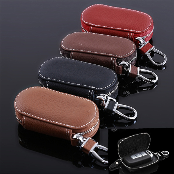 Leather Housekeeper Key Holder  Leather Zipper Key Pouch Bag