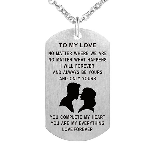 CraDiabh Valentine's Day Dog Tag Pendant Necklace Gift for Boyfriend  Girlfriend Husband Wife Valentine Lover Gift Military Jewelery