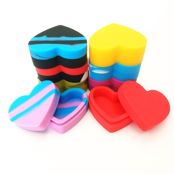 Silicone container jar 17ml heart-shaped assorted color silicone container  for Dabs Round Shape Silicone Containers wax Silicone Jars Dab containers