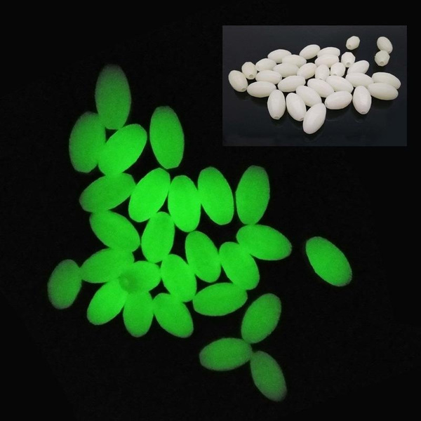 Luminous Glow Fishing Beads 100pcs/box Plastic Oval Egg Bead Glow in Dark  Fishing Tackle Box