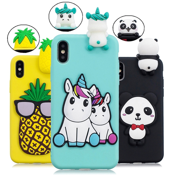 Afhankelijk toetje Danser Leuke Cartoon 3D Eenhoorn Panda Hond Kat Siliconen Hoesje Telefoonhoesje  voor iPhone 5 5S SE 6 6S 8 9 Plus X Samsung Galaxy S7 Edge S8 S9 Plus Note  8 9 A3