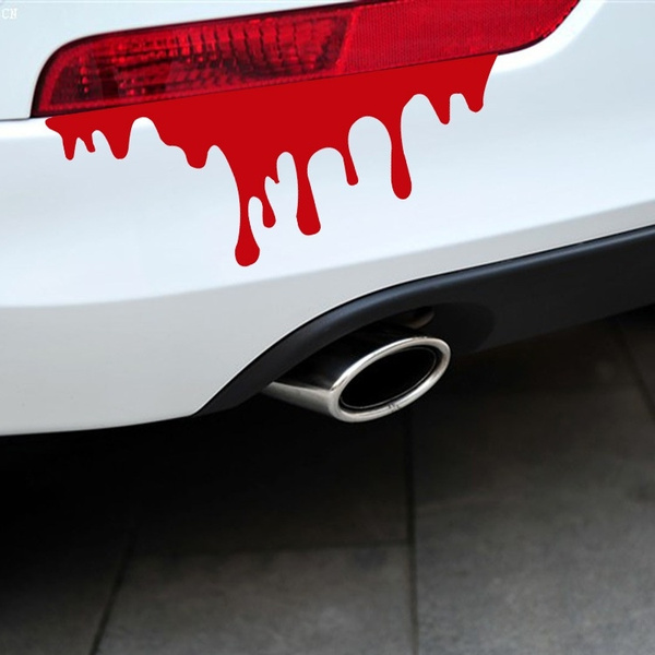 2Pcs Red Blood Car Stickers Reflective Auto Car Decals Bumper Body