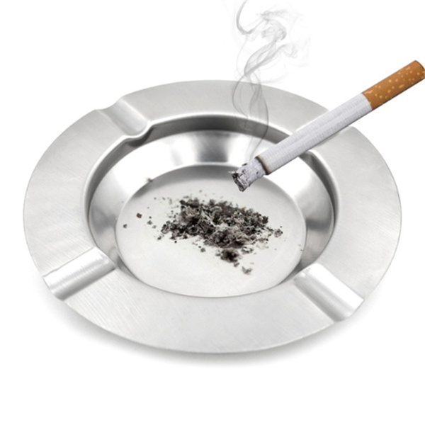 1 PC Portable Home Metal Ashtray Round Ashtray Square Large Capacity Cigarette  Ash Tray Push Down Smoking