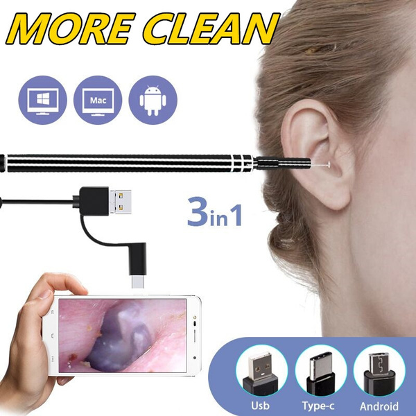 LED Ear Endoscope HD Otoscope Ear Wax Cleaning Camera Tool Cleaner Removal  Kit