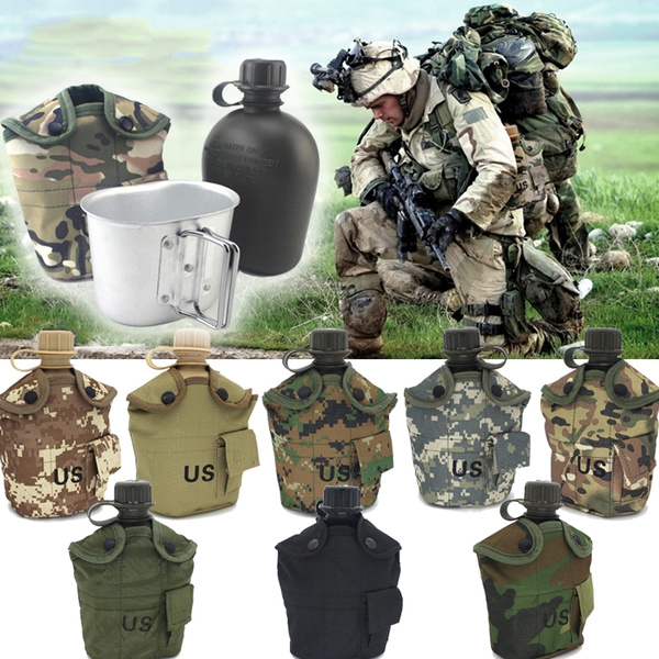 1L Outdoor Military Canteen Bottle Camping Hiking Survival Water