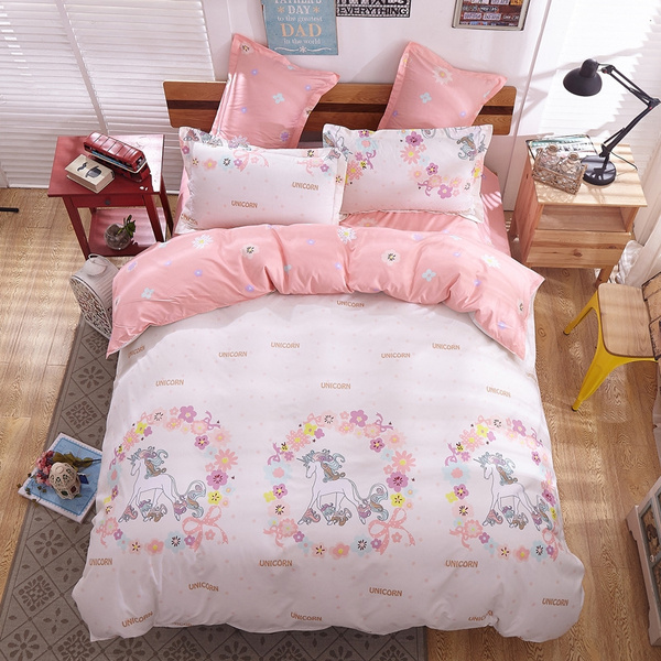 Cartoon Unicorn Bedding Set Single Twin Full Queen King Size 4pcs Bedding Sets Duvet Cover Bed Sheet Pillow Cases Wish