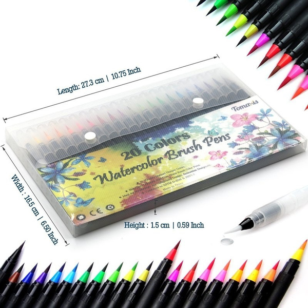 20 Color Pen Brush Set Premium Painting Soft Tip Markers