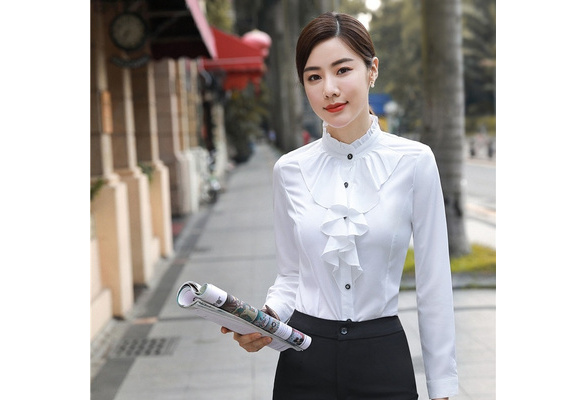 2018 Spring Autumn Long Sleeve Blouses Shirts for Business Women