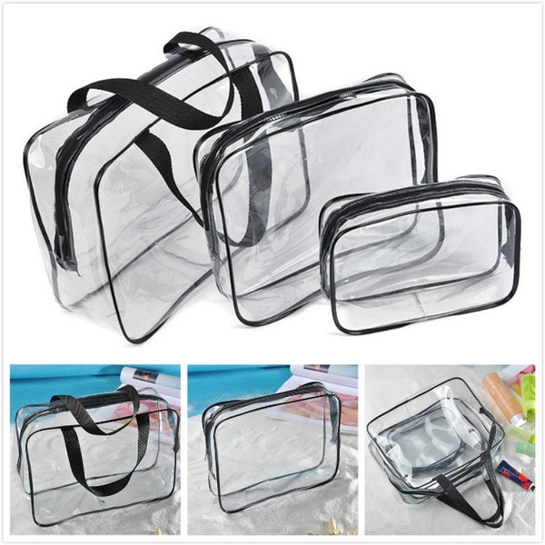 Transparent Waterproof PVC Zip Pouch Transparent Travel Cosmetic Wash ...