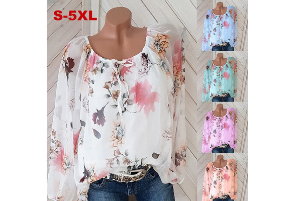 MMLLZEL Plus Size Floral Lace off Shoulder Blouse Spring Summer Long Sleeve Ladies  Tops and Shirts (Color : A, Size : L code) : : Fashion